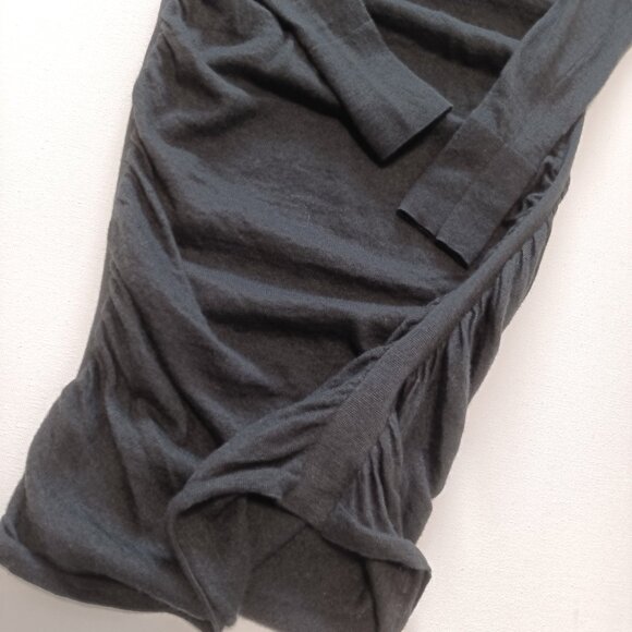 Moda International Black Merino Wool Ruched Turtleneck Sweater Dress Size Small - Picture 7 of 8